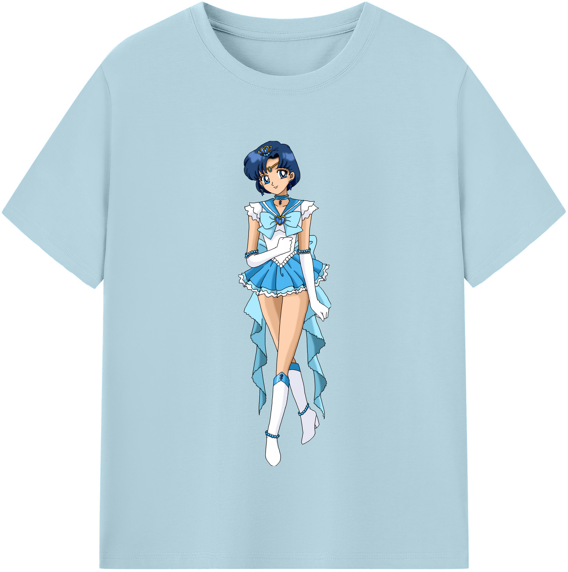 （画像用） 美少女戦士セーラームーン 水野 亜美 みずの あみ Sailor Moon Mizuno Ami 綿100％半袖Tシャツ（フロントプリント）